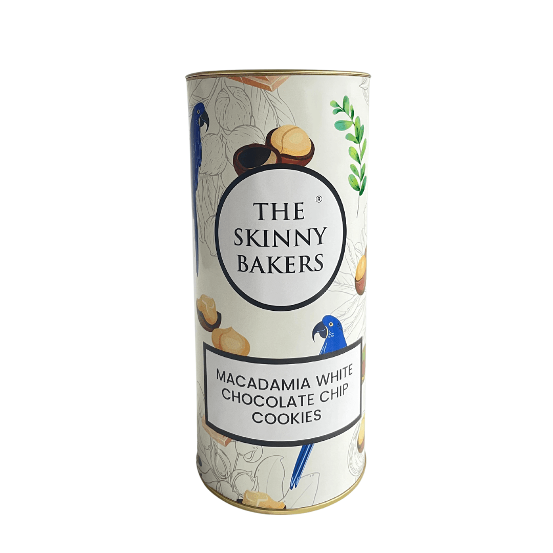 Canister - Macadamia White Chocolate Chip Cookies - The Skinny Bakers,