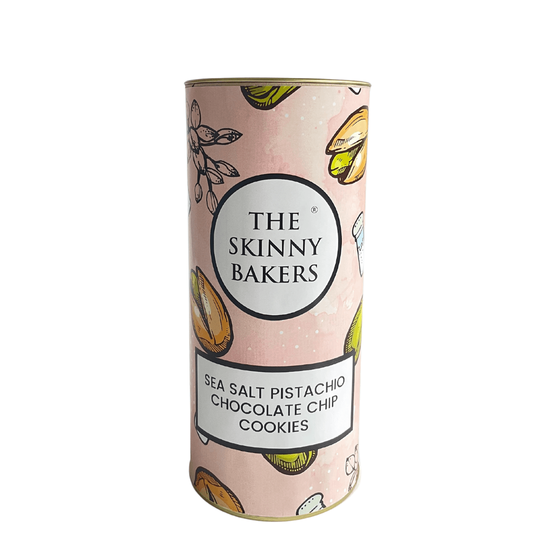 Canister - Sea Salt Pistachio Chocolate Chip Cookies - The Skinny Bakers,