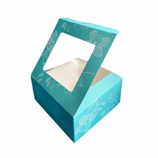 Blue Box (M) with Window, Fillers + Ribbon - The Skinny Bakers,