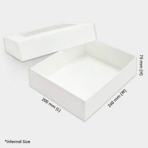 White Premium Box (XL) with Blue Ribbon and Card - The Skinny Bakers,
