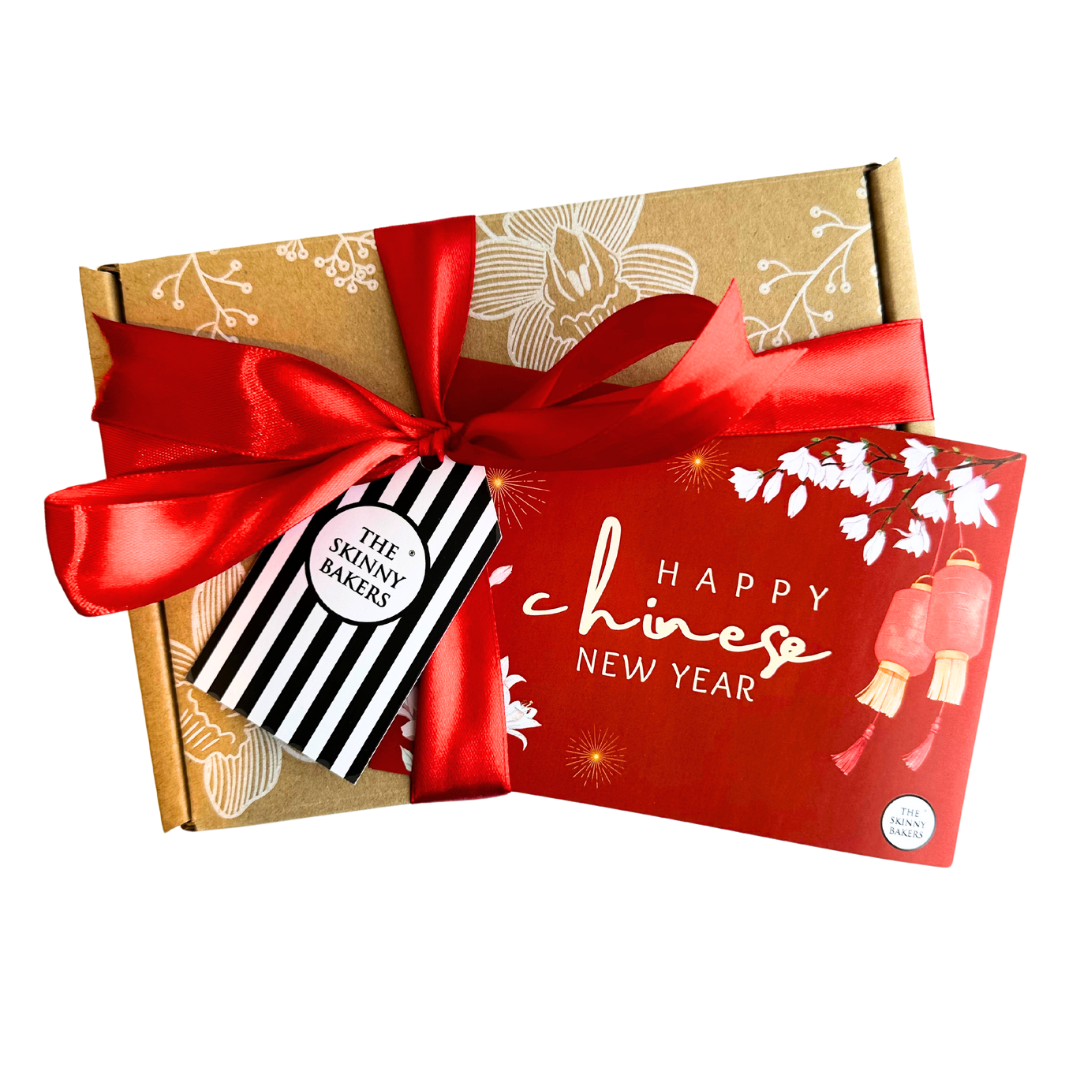 Kraft Box with CNY 2024 (Greeting Card, Red Ribbon + Red Fillers)