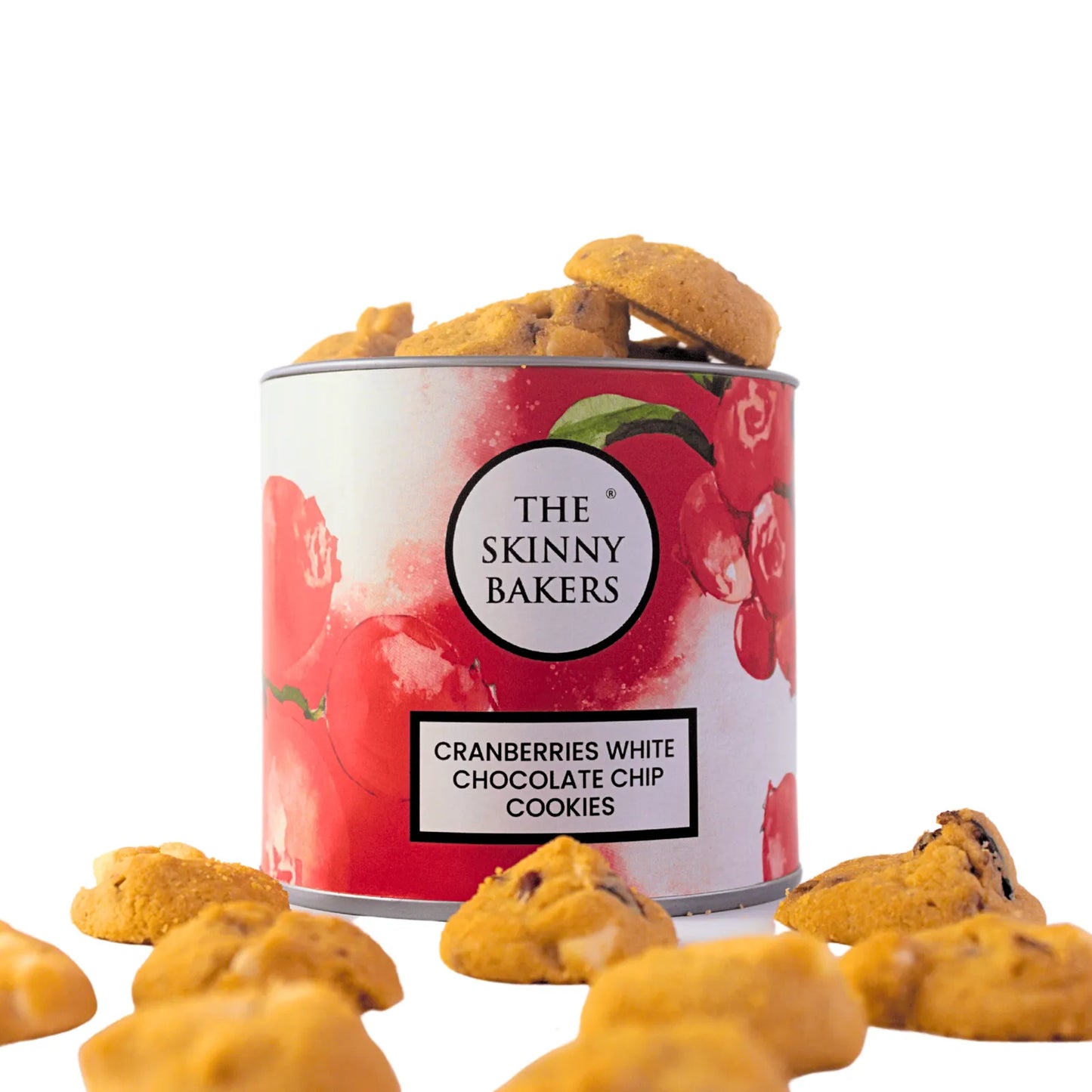 Canister - Cranberries White Chocolate Chip Cookies - The Skinny Bakers, 
