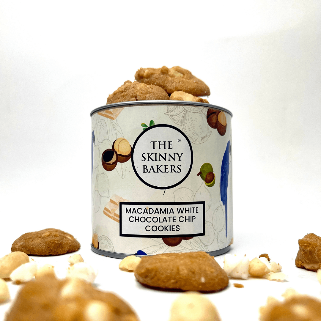Canister - Macadamia White Chocolate Chip Cookies - The Skinny Bakers, 