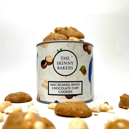 Canister - Macadamia White Chocolate Chip Cookies - The Skinny Bakers, 