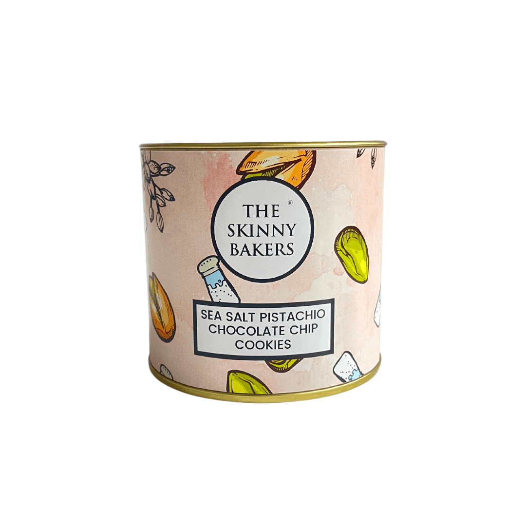 Canister - Sea Salt Pistachio Chocolate Chip Cookies - The Skinny Bakers, 