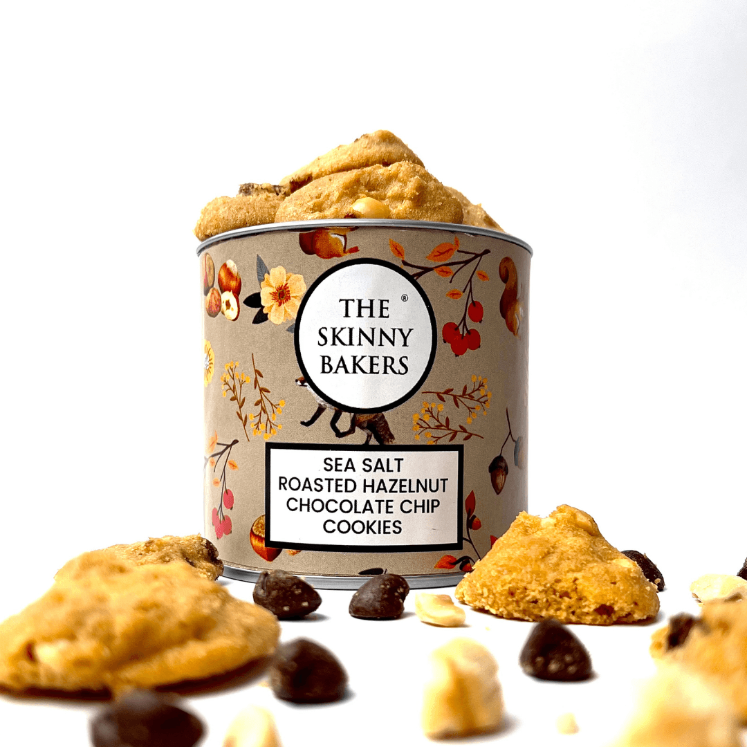 Canister - Sea Salt Roasted Hazelnut Chocolate Chip Cookies - The Skinny Bakers, 