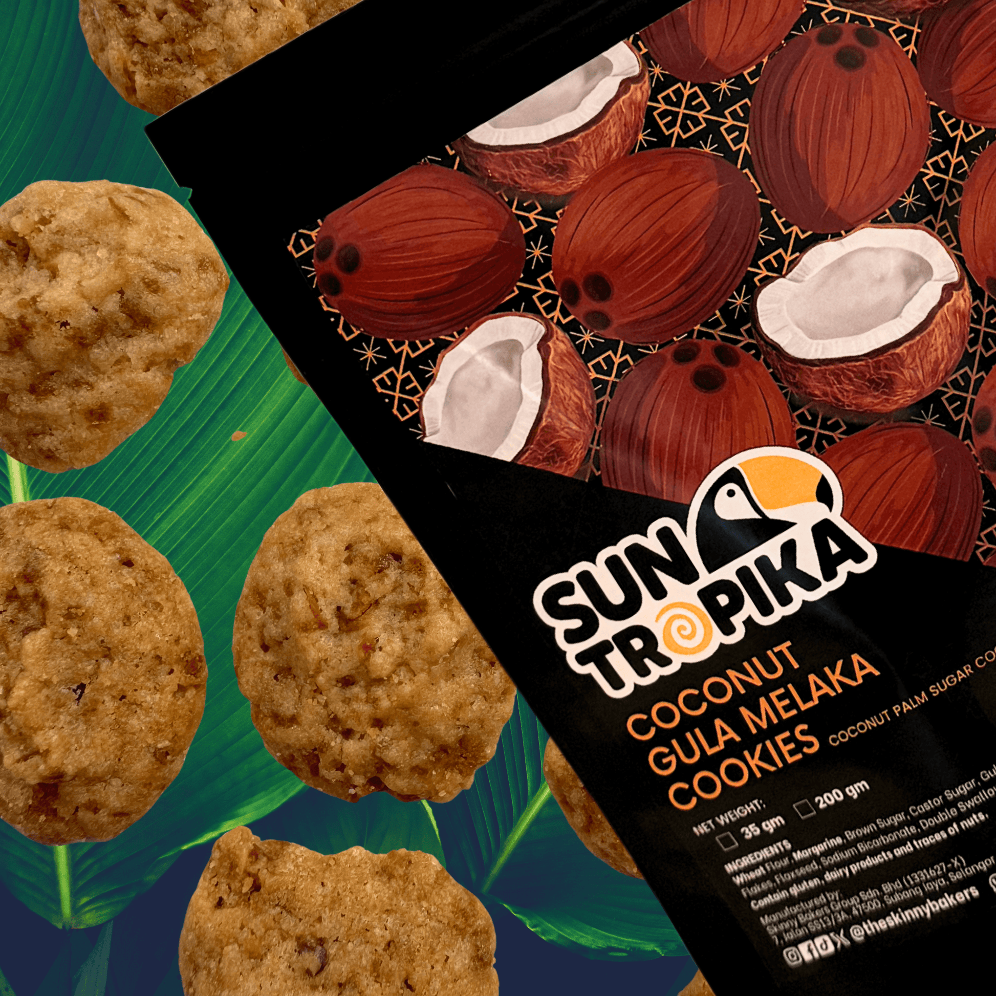 SunTropika Cookie Bag - Coconut Gula Melaka Cookies 35g (eggless) - The Skinny Bakers, 