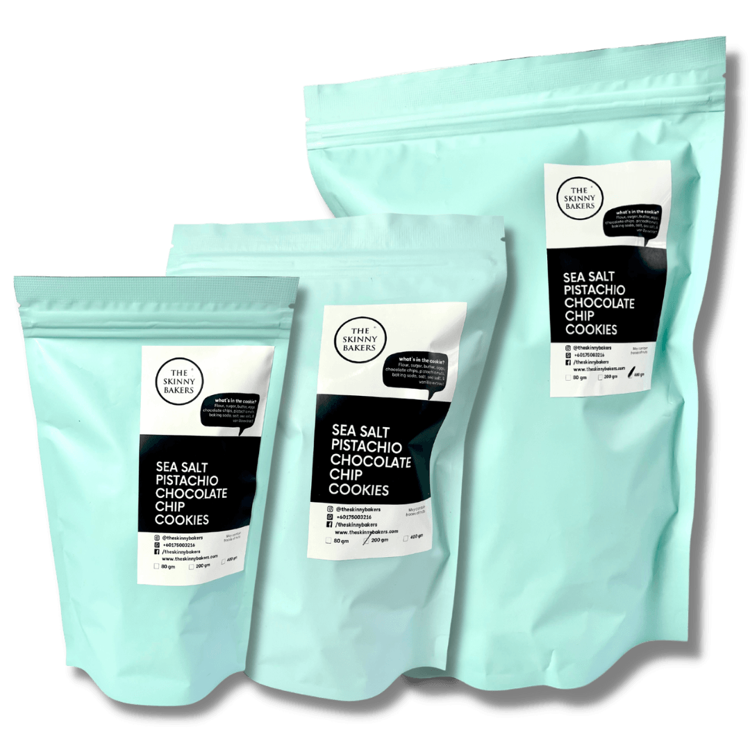 Cookie Bag - Sea Salt Pistachio Chocolate Chip - The Skinny Bakers, 