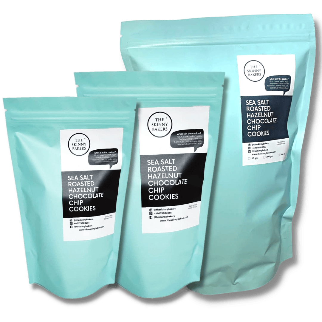 Cookie Bag - Sea Salt Roasted Hazelnut Chocolate Chip - The Skinny Bakers, 