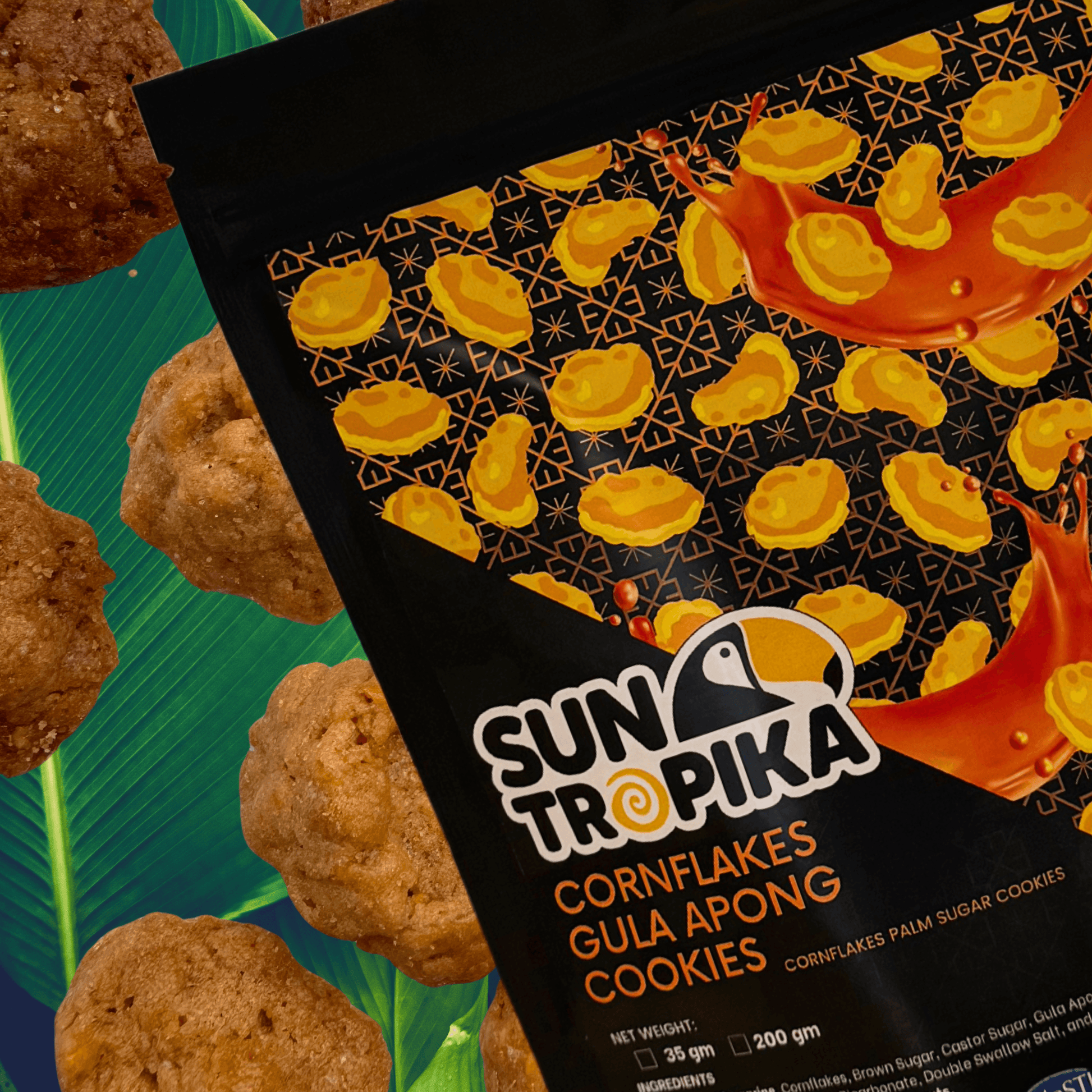 SunTropika Cookie Bag - Cornflakes Gula Apong Cookies 200g (eggless) - The Skinny Bakers, 