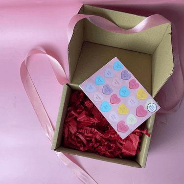 Kraft Box + Valentine's Card with Pink Ribbon - The Skinny Bakers, 