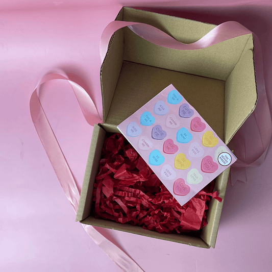 Kraft Box + Valentine's Card with Pink Ribbon - The Skinny Bakers, 