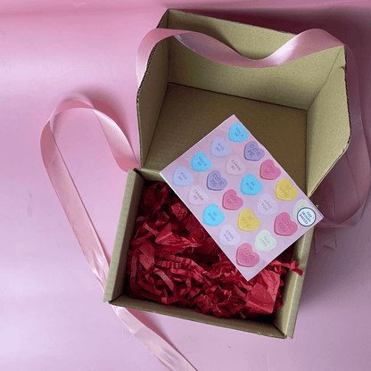 Kraft Box + Valentine's Card with Pink Ribbon - The Skinny Bakers, 