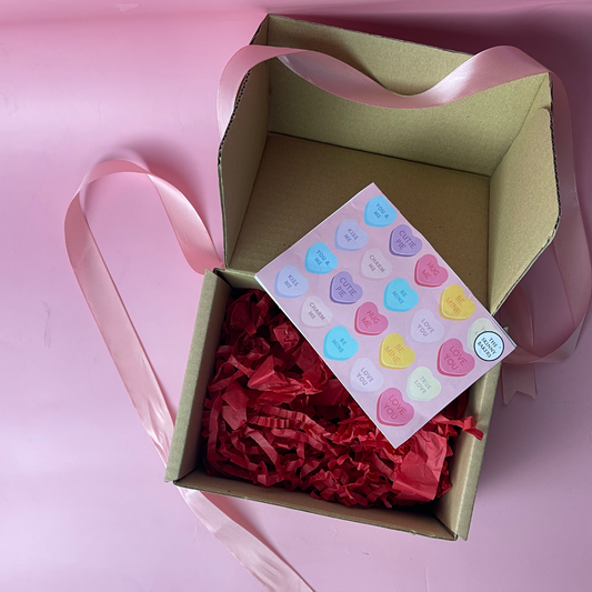Kraft Box + Valentine's Card with Pink Ribbon