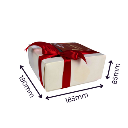 White Box with Window + RED Ribbon & Fillers + CNY Card
